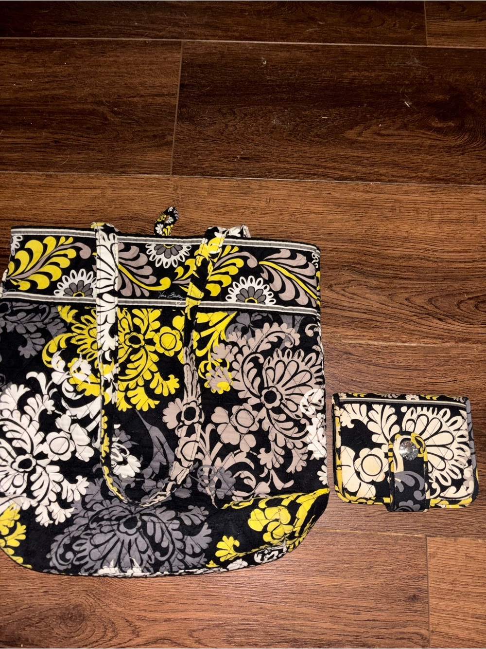 Vera Bradley Retired Baroque Print Quilted Floral Tote and Wallet Set